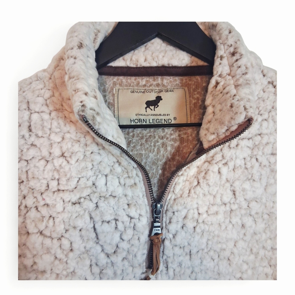 Horn Legend Quarter-Zip Sherpa Pullover Womens Size XL - cream/tan - Picture 3 of 8